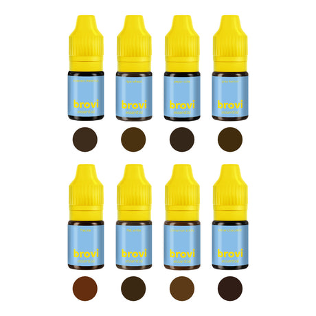 Brovi Essential Brow Pigment Set — individual pigment bottles