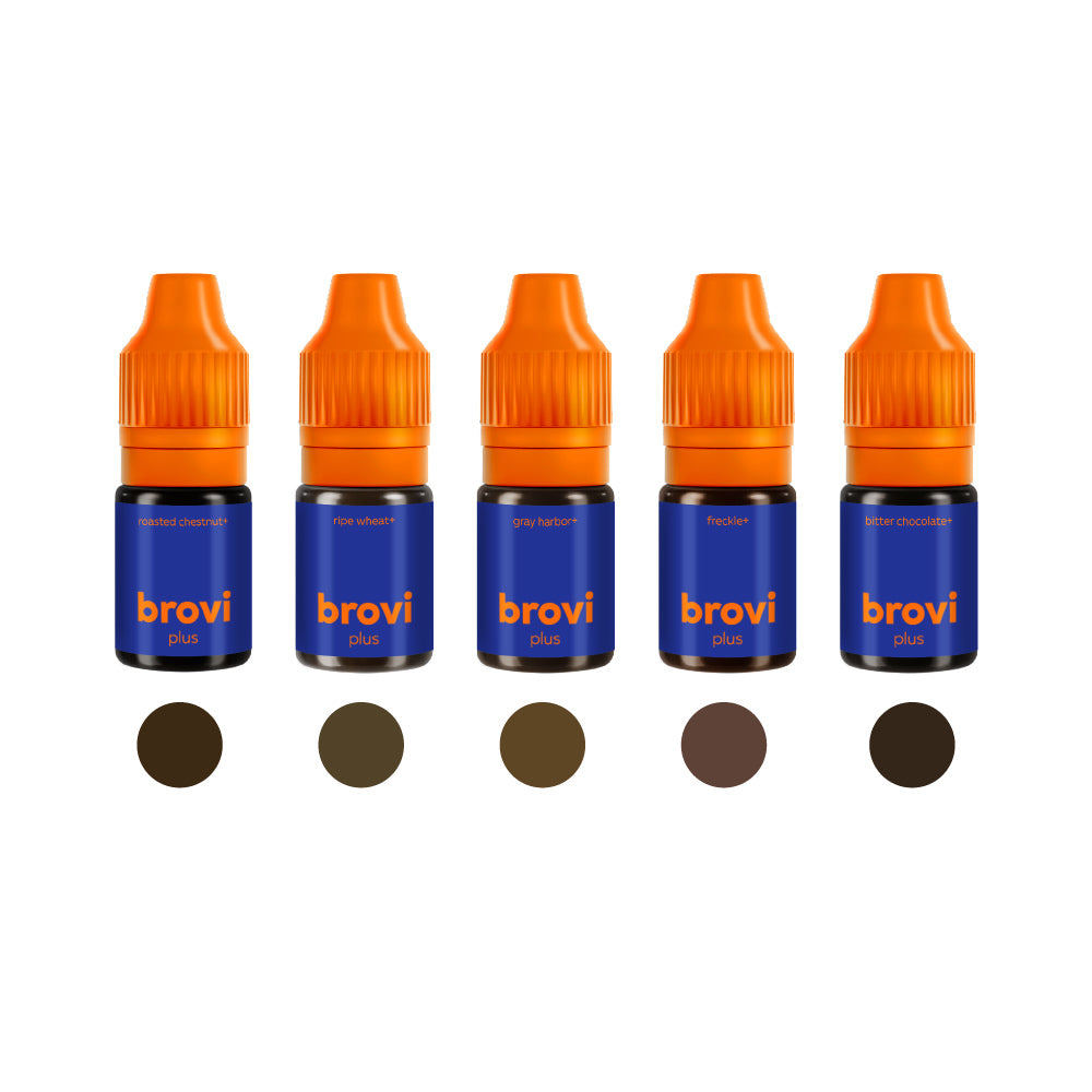 Brovi PLUS Brow Pigment Set — individual pigment bottles