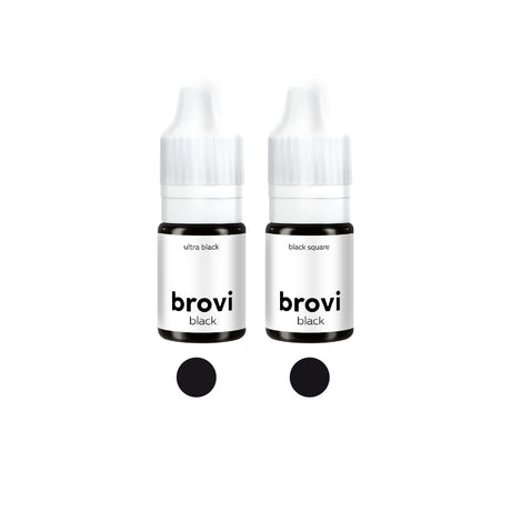 Brovi Black Eyeliner Pigment Set — individual pigment bottles