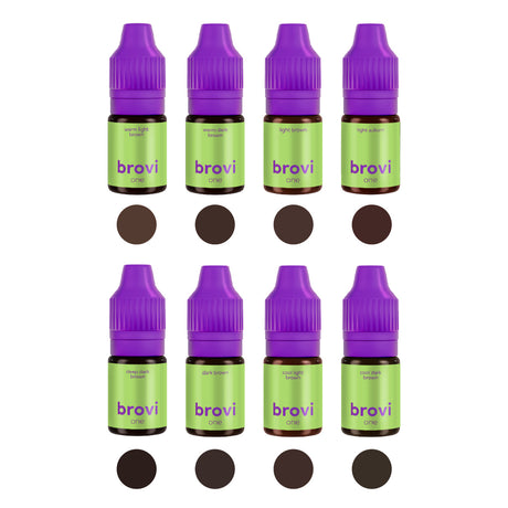 Brovi ONE Inorganic Brow Pigment Set — individual pigment bottles