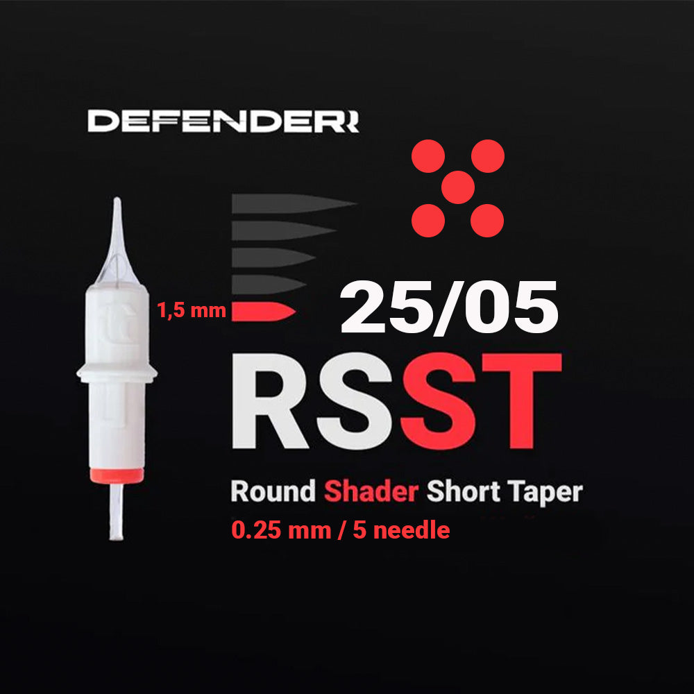 DEFENDERR PMU Cartridge | 25/05/RSST (Round Shader Short Taper) (20pcs)