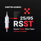 DEFENDERR PMU Cartridge | 25/05/RSST (Round Shader Short Taper) (20pcs)