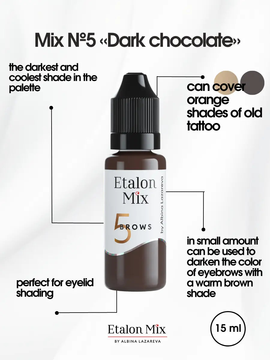 Etalon Mix #5 Dark Chocolate brow pigment skin swatch