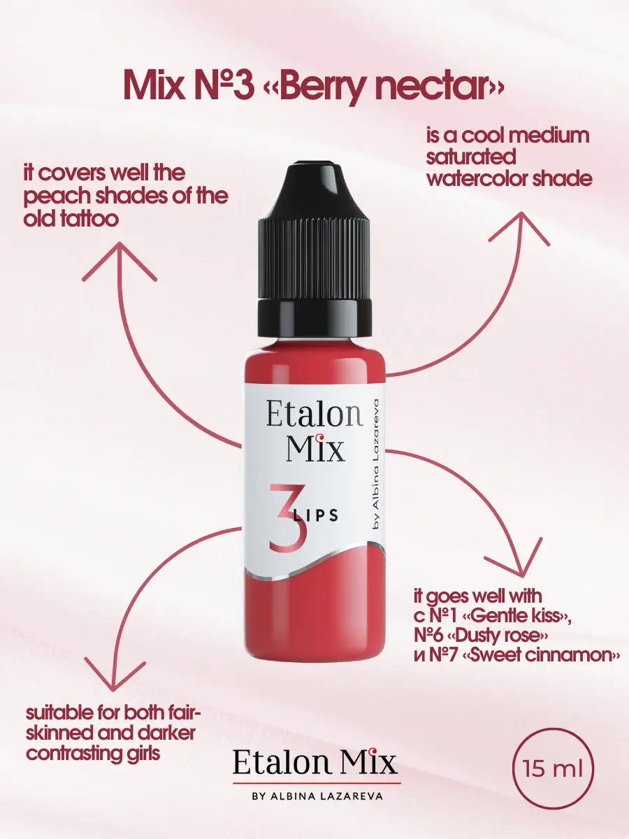 Etalon Mix #3 Berry Nectar lip pigment healed-result swatch