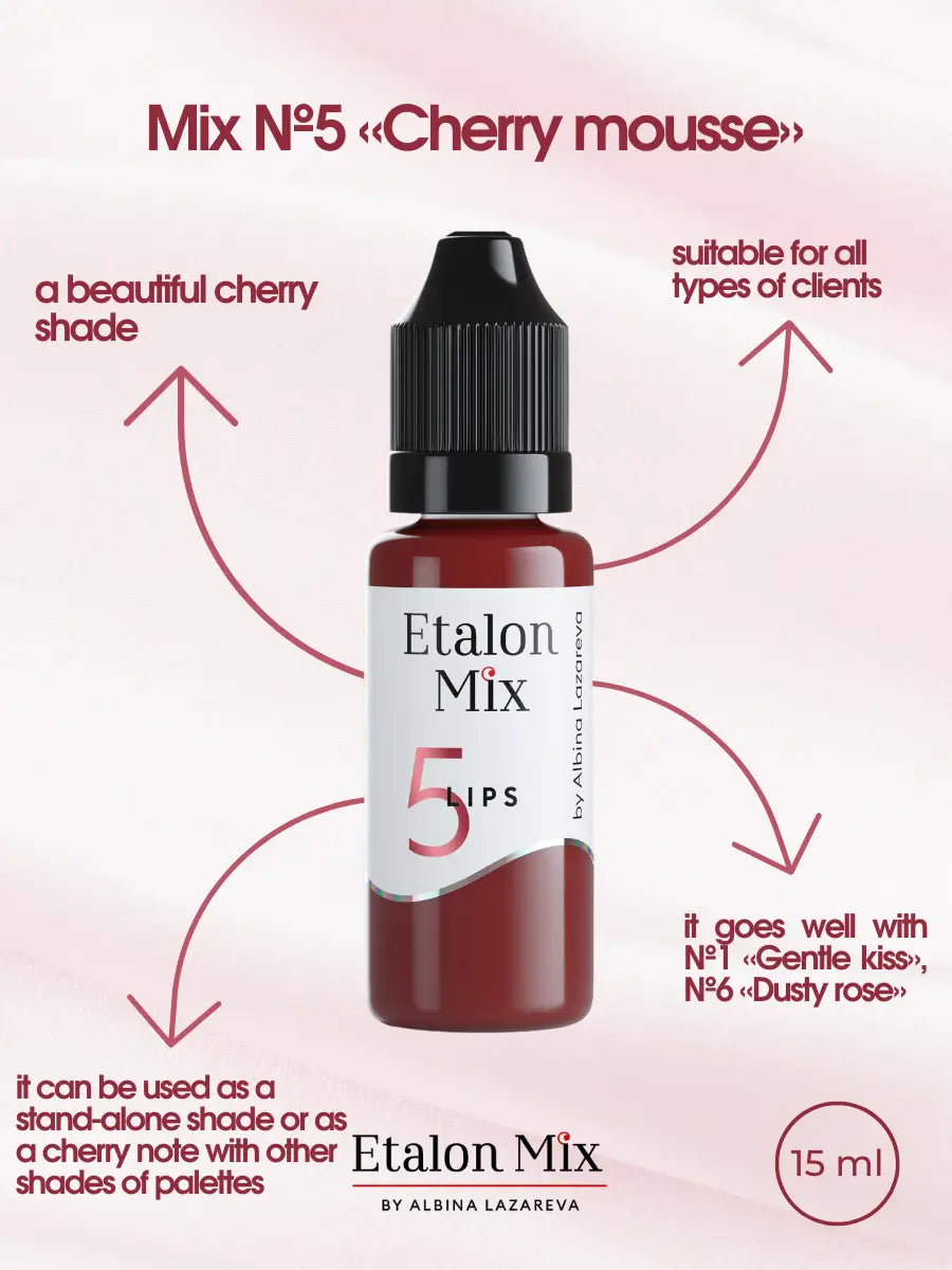 Etalon Mix #5 Cherry Mousse lip pigment healed-result swatch