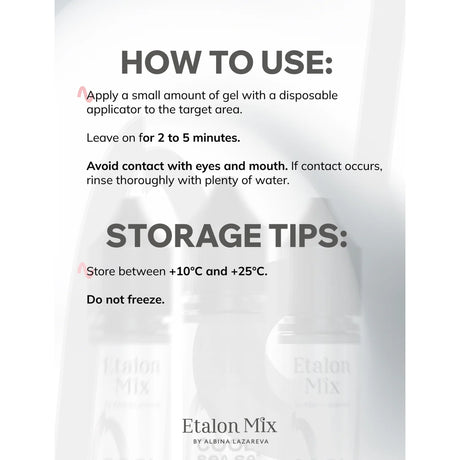 Etalon Mix Cool Sense cooling gel application and storage instructions