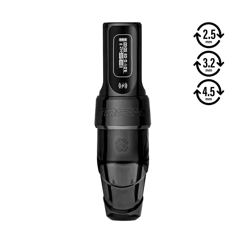 Máquina de PMU Flux S Max Stealth Black de 2,5 mm de recorrido (Extra PowerBolt II) de Microbeau 