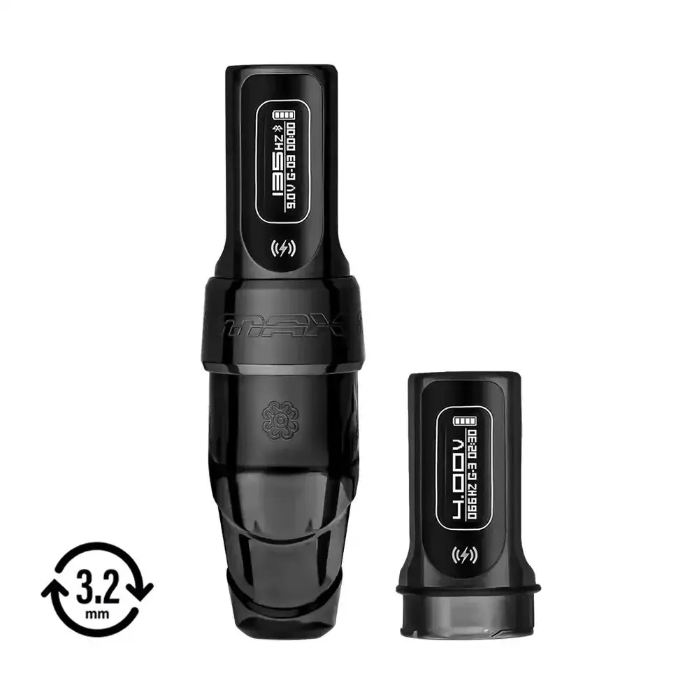 Flux S Max Stealth Black 3.2mm Stroke PMU Machine (Extra PowerBolt II) by Microbeau