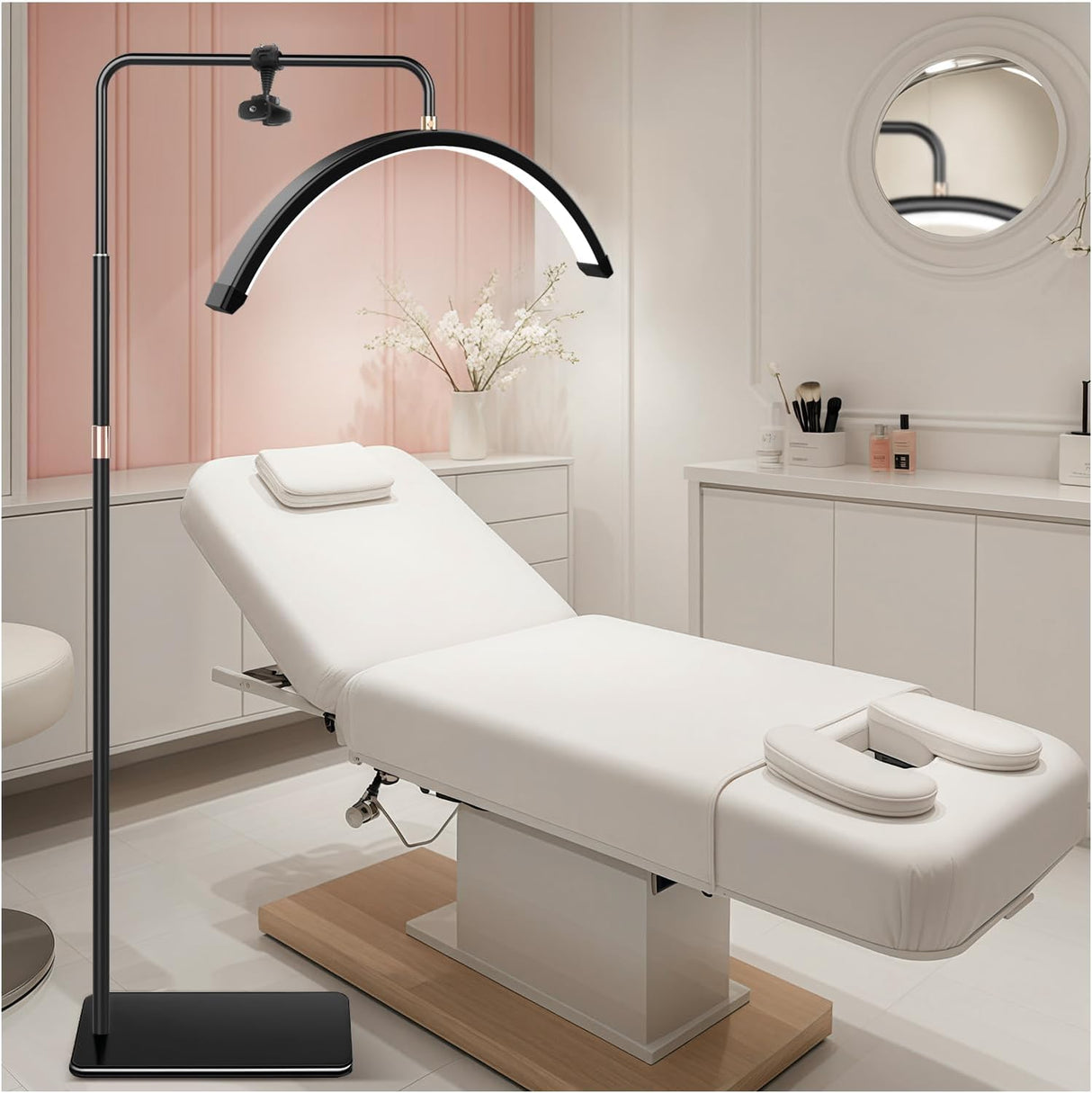 Half Moon PMU & Lash Ring Light for Salon – Black/White