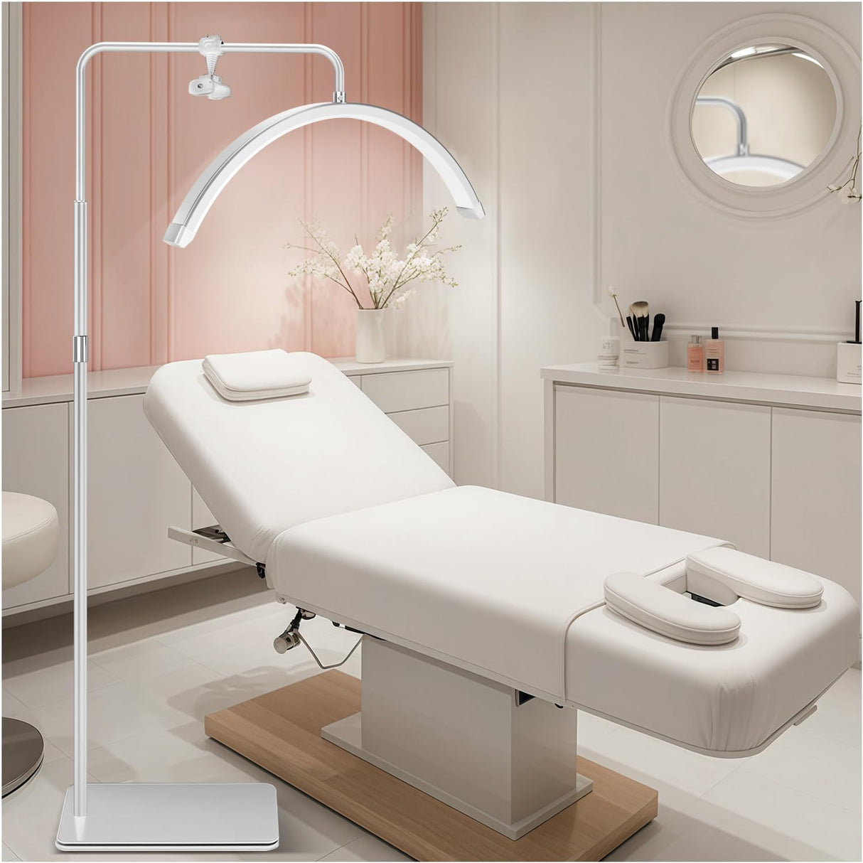 Half Moon PMU & Lash Ring Light for Salon – Black/White