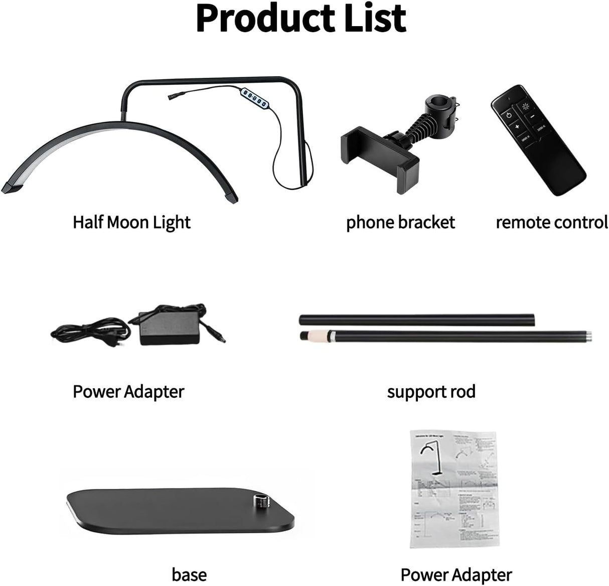 Half Moon PMU & Lash Ring Light for Salon – Black/White