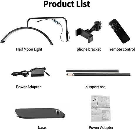 Half Moon PMU & Lash Ring Light for Salon – Black/White