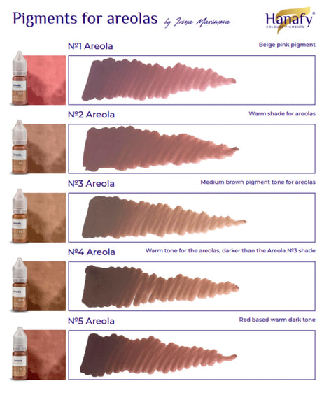 Hanafy Areola pigment shade chart, Incheon, Riga, Innsbruck, Nagoya and Amman