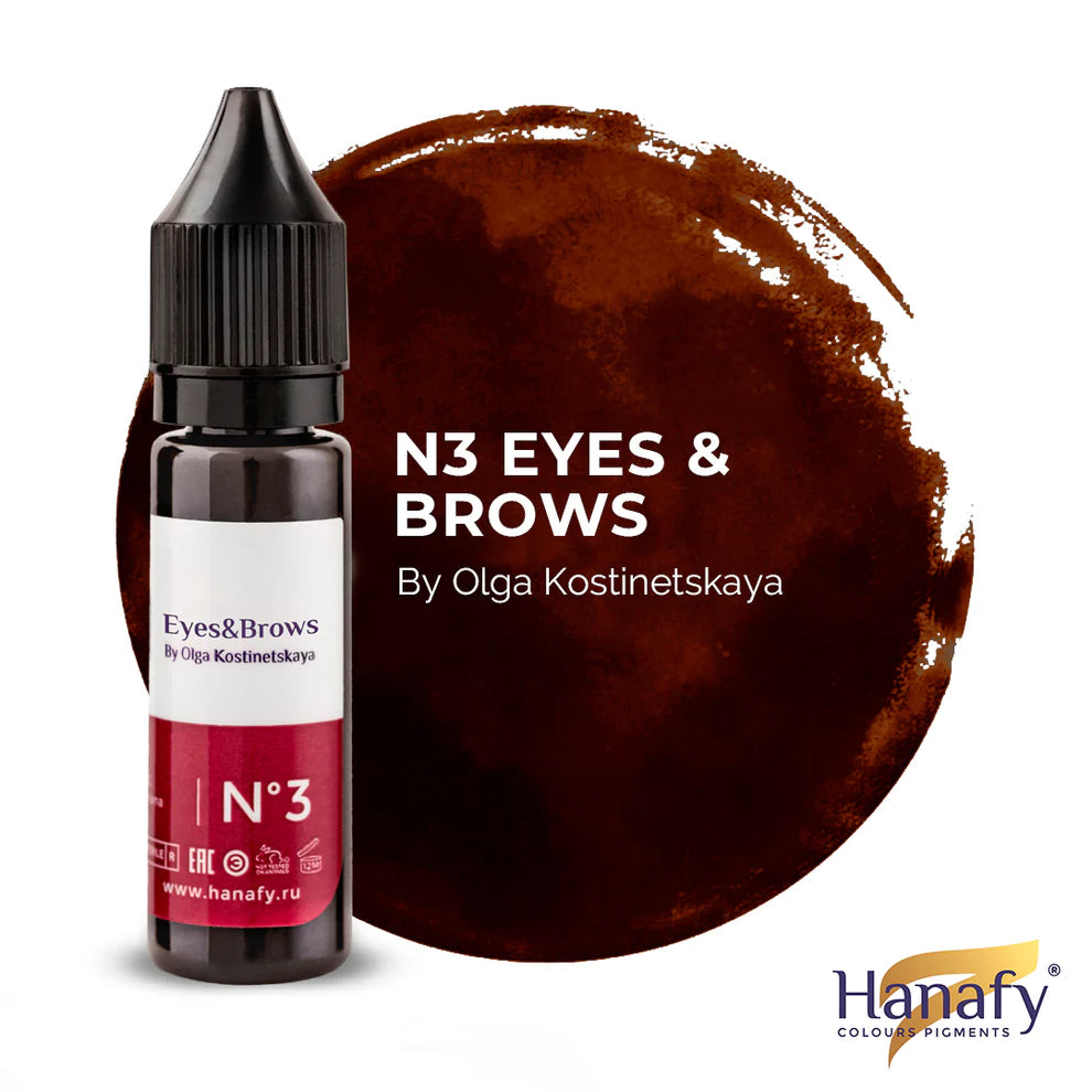Hanafy Eyes & Brows N3 Geneva Pigment – bottle and color swatch