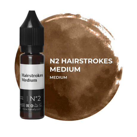 Hanafy Hairstrokes N2 Medium Brow Pigment – bottle and color swatch