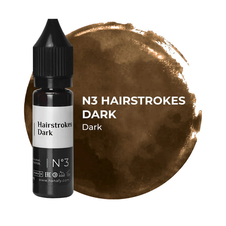 Hanafy Hairstrokes N3 Dark Brow Pigment – bottle and color swatch