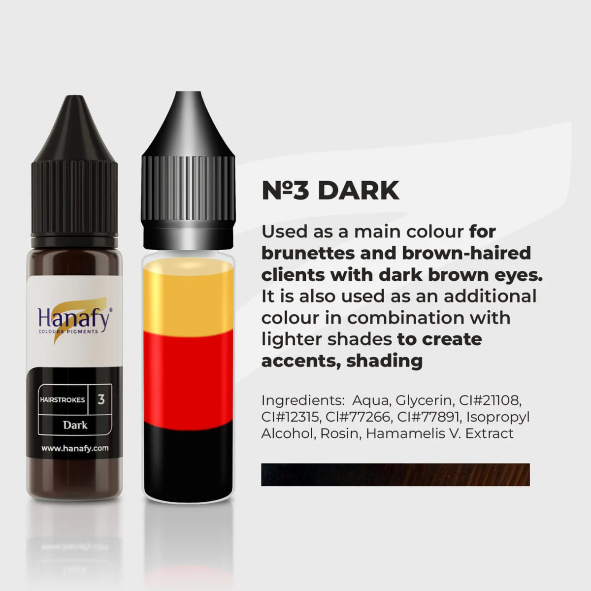 Hanafy Hairstrokes N3 Dark Brow Pigment – color composition and shade information
