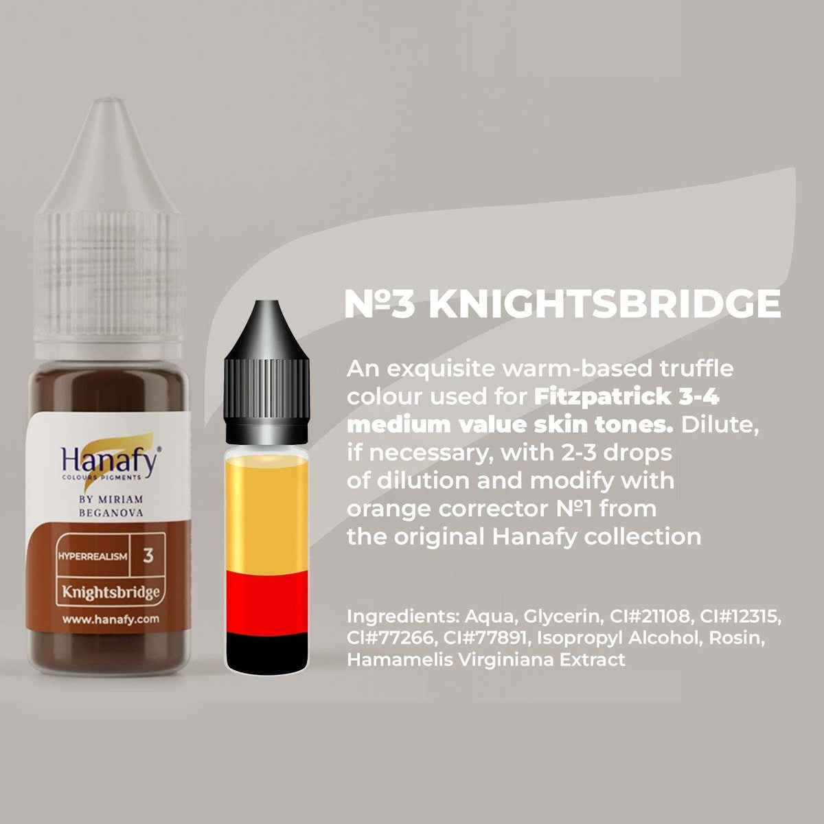 Hanafy HyperRealism N3 Knightsbridge Brow Pigment – color composition and shade information