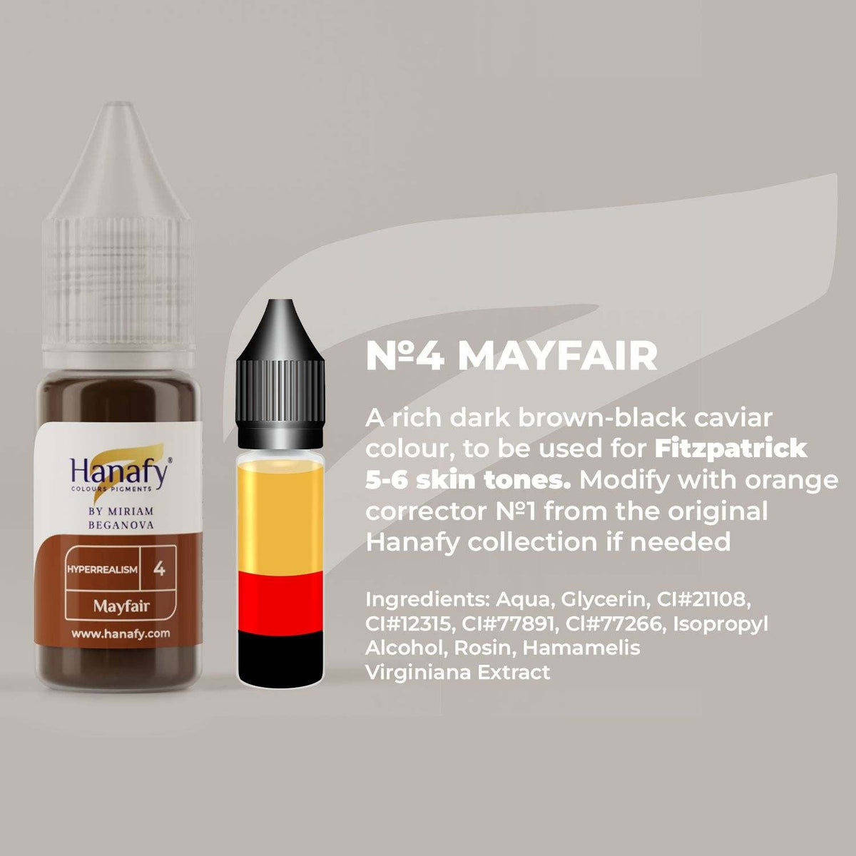 Hanafy HyperRealism N4 Mayfair Brow Pigment – color composition and shade information