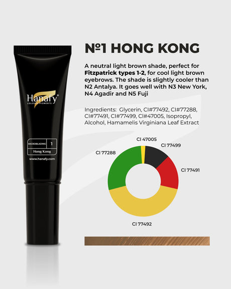 Hanafy Microblading N1 Hong Kong Brow Pigment – color composition and shade information