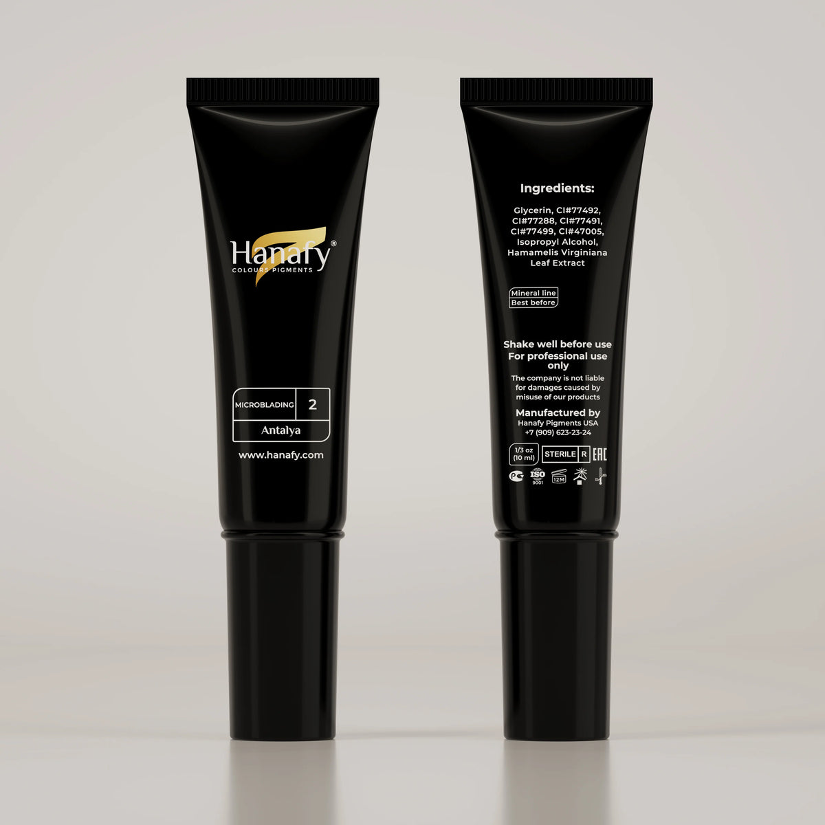 Hanafy Microblading N2 Antalya Brow Pigment – tube front and back labels