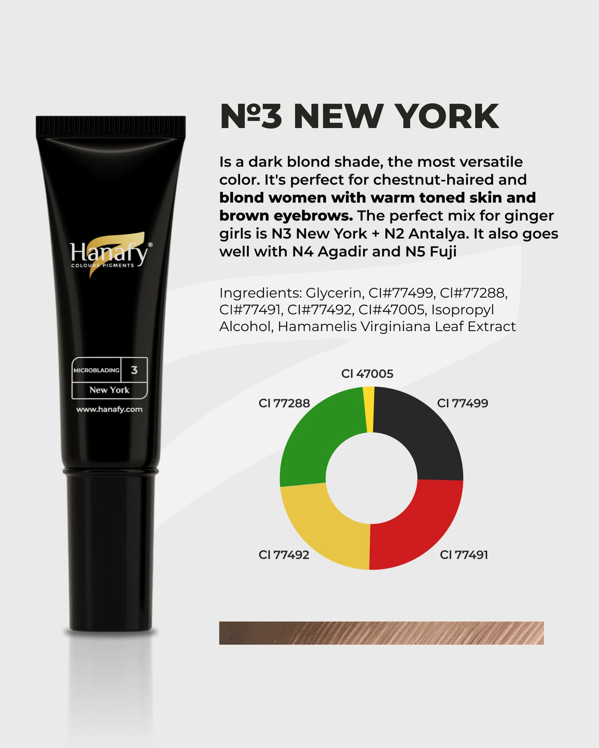 Hanafy Microblading N3 New York Brow Pigment – color composition and shade information