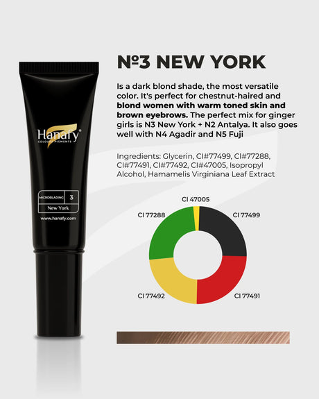 Hanafy Microblading N3 New York Brow Pigment – color composition and shade information