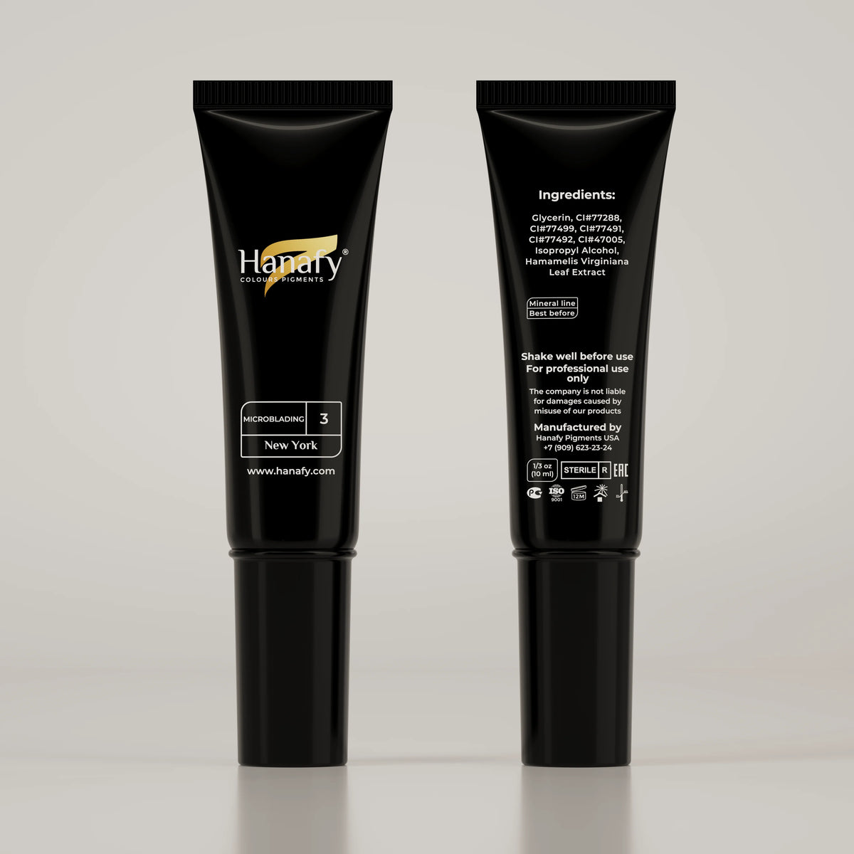 Hanafy Microblading N3 New York Brow Pigment – tube front and back labels