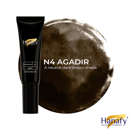 Hanafy Microblading N4 Agadir Brow Pigment – tube and color swatch