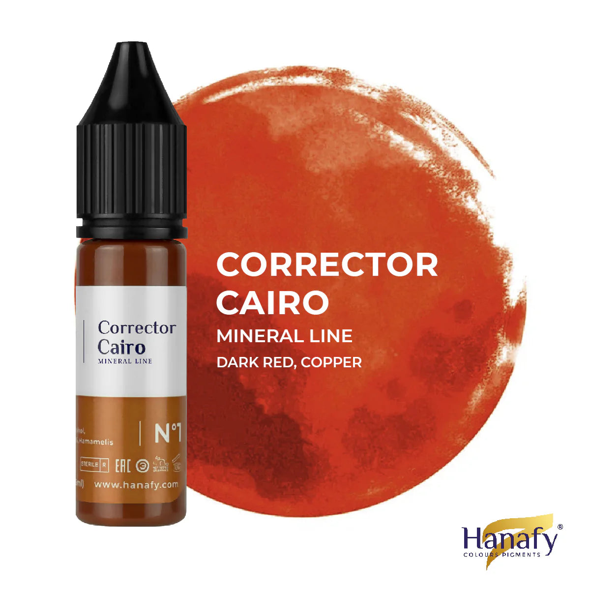 Hanafy Mineral N1 Cairo Corrector – bottle and color swatch