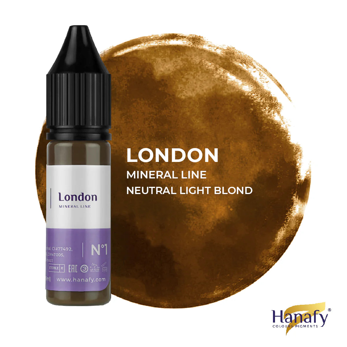 Hanafy Mineral N1 London Brow Pigment – bottle and color swatch