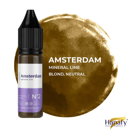 Hanafy Mineral N2 Amsterdam Brow Pigment – bottle and color swatch