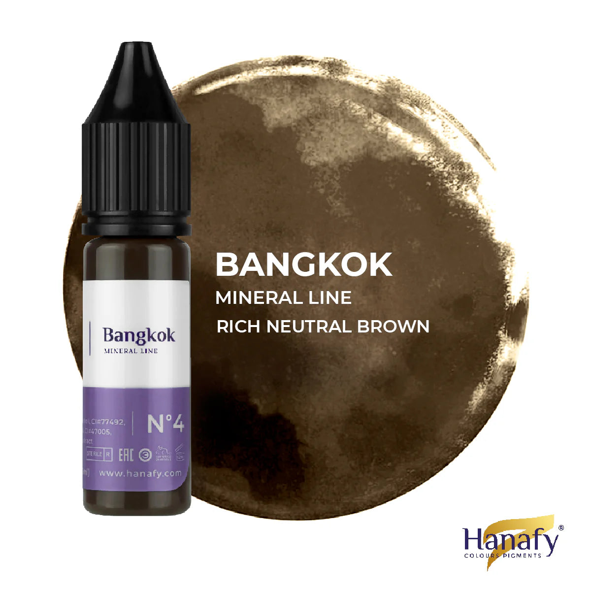 Hanafy Mineral N4 Bangkok Brow Pigment – bottle and color swatch