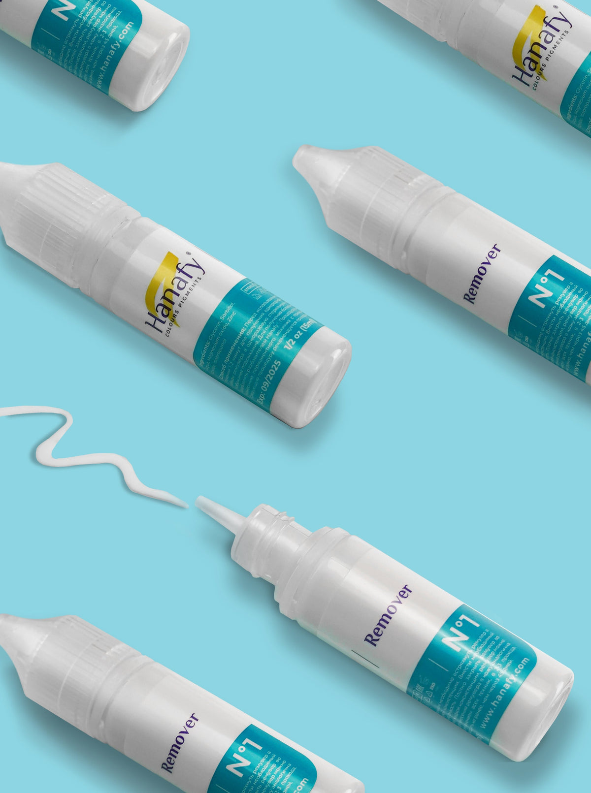 Hanafy Mineral Remover N1 bottles on blue background