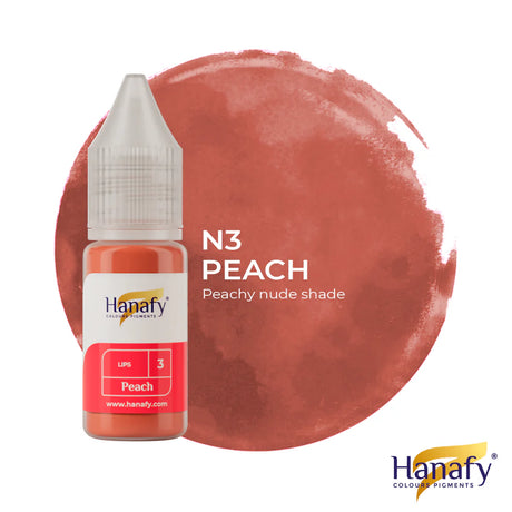 Hanafy N3 Peach Lip Pigment – bottle and color swatch
