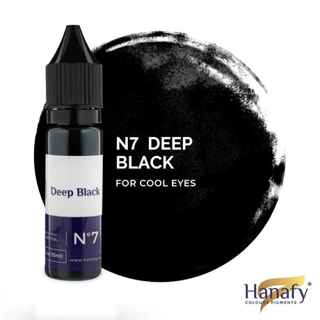 Hanafy N7 Deep Black Eyeliner Pigment – bottle and color swatch