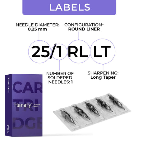 Hanafy Needle Cartridge 25/1RLLT (20 pcs)