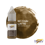 Hanafy Pulse N1 Chai Latte Brow Pigment – bottle and color swatch