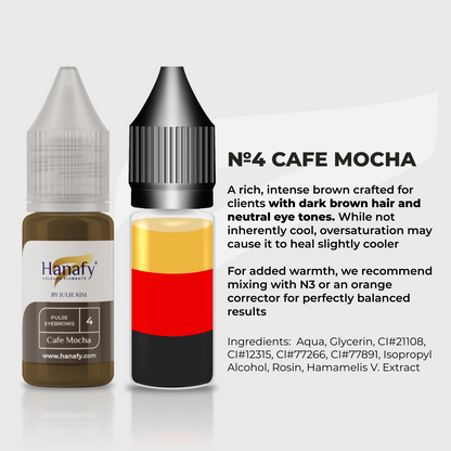 Hanafy Pulse N4 Cafe Mocha Brow Pigment – color composition and shade information