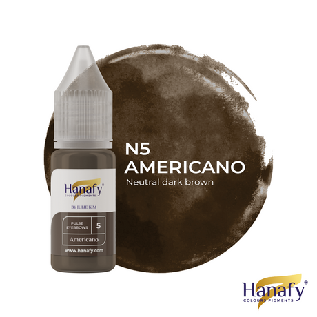 Hanafy Pulse N5 Americano Brow Pigment – bottle and color swatch