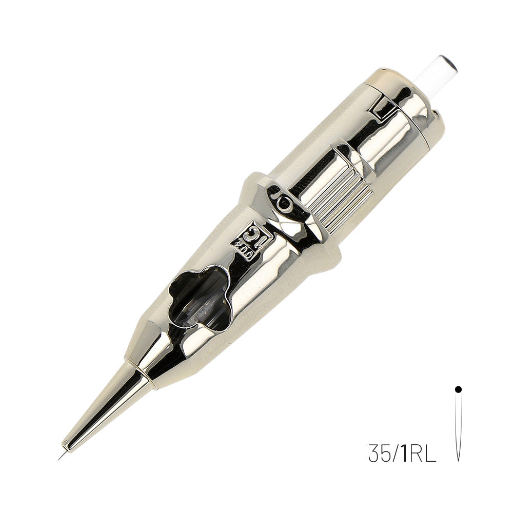 Kwadron Optima Gold Round Liner - Long Taper, 1 needle, 0.35 mm — Box of 20