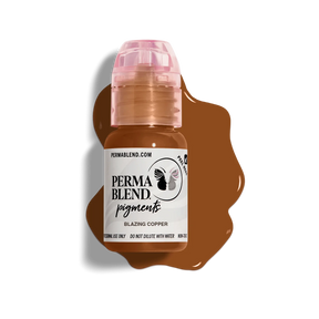 Perma Blend Blazing Copper Pigment is a medium opacity, orange-skewed brown microblading and eyebrow tattoo ink ideal for your brunettes