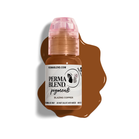 Perma Blend Blazing Copper Pigment is a medium opacity, orange-skewed brown microblading and eyebrow tattoo ink ideal for your brunettes