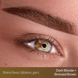 Brow permanent makeup example using Perma Blend Evenflo Classic Bronzed Brown and Dark Blonde pigments