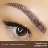 Brow permanent makeup example using Perma Blend Evenflo Classic Bronzed Brown and Deep Brown pigments