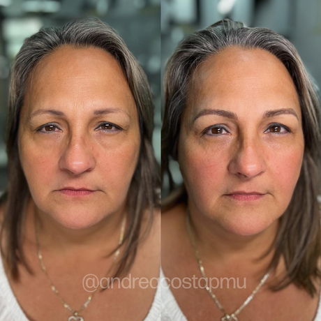 Brow permanent makeup before and after using Perma Blend Evenflo Classic Gold Blonde pigments