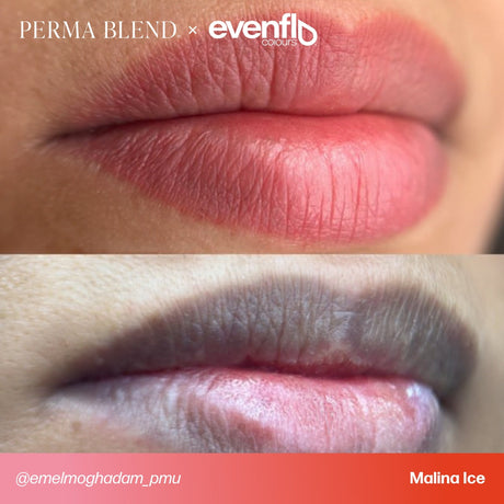 Lip permanent makeup example using Perma Blend Evenflo Classic Malina Ice pigments