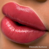 Lip permanent makeup example using Perma Blend Evenflo Classic Malina pigments