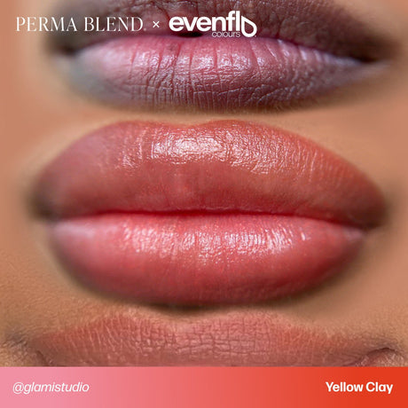 Lip permanent makeup example using Perma Blend Evenflo Classic Yellow Clay pigments