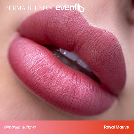 Lip permanent makeup example using Perma Blend Evenflo LUXE Royal Mauve pigments